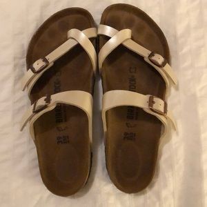 Never been worn Birkenstocks - pearly white